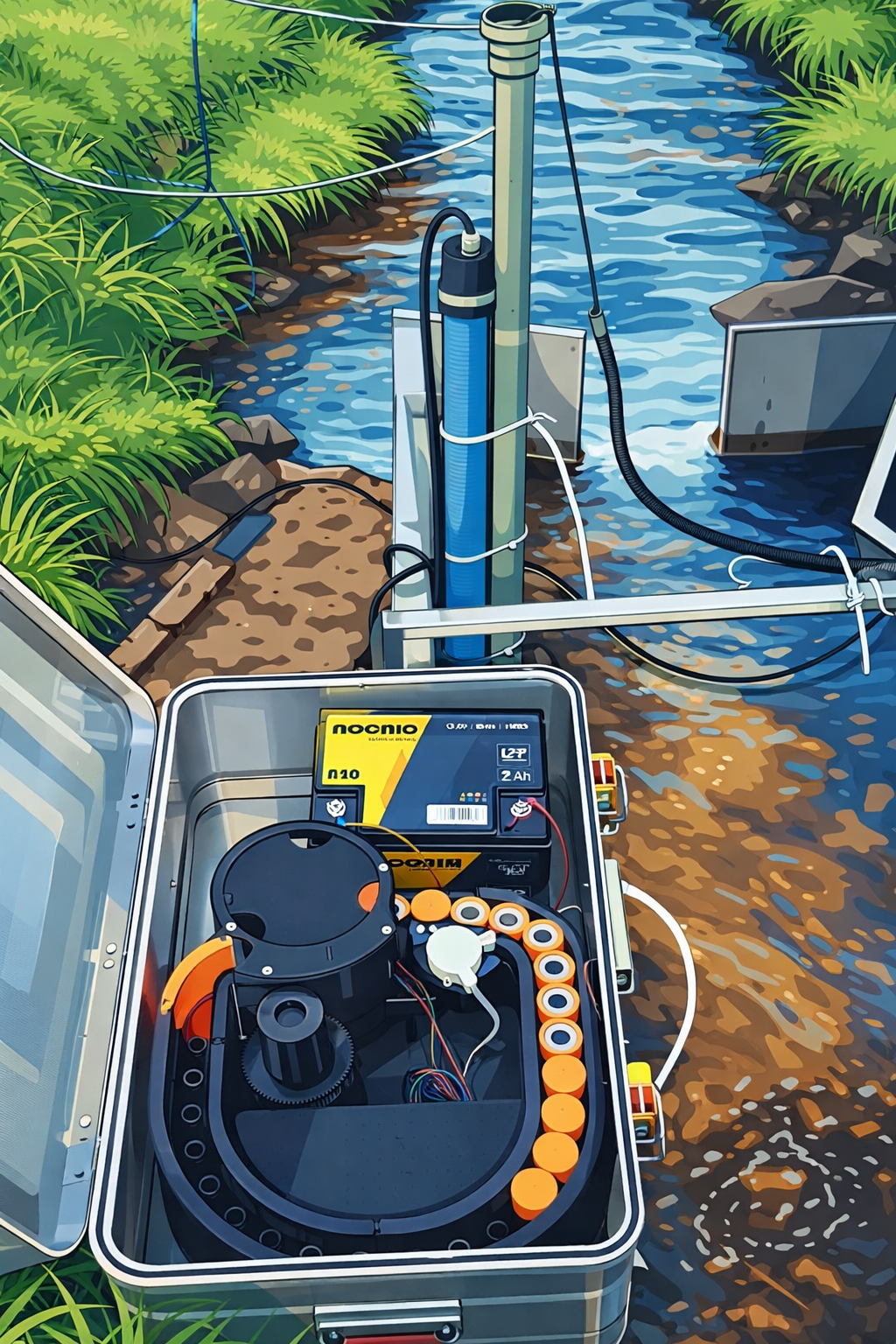 PAUL deployed beside a stream in a field setup